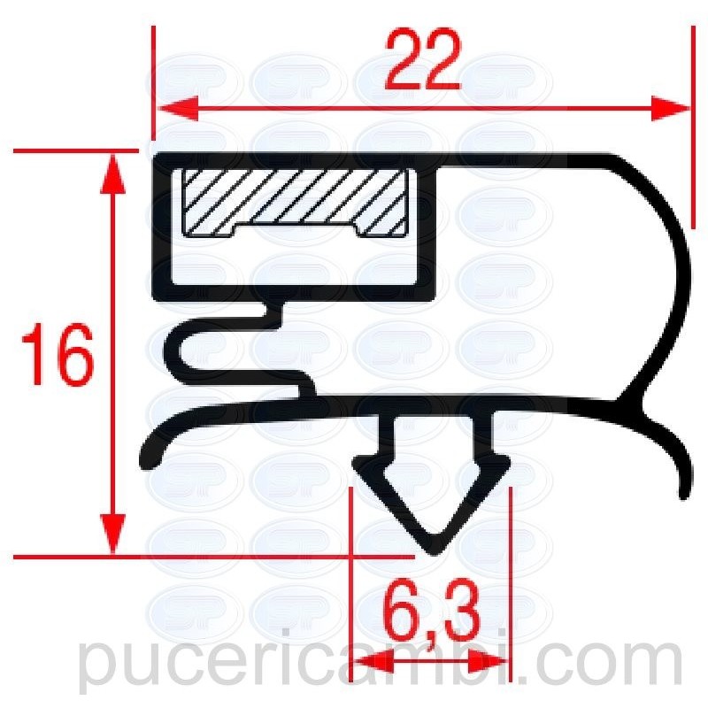 GUARNIZIONE AD INCASTRO 1635x600 mm  3286115 