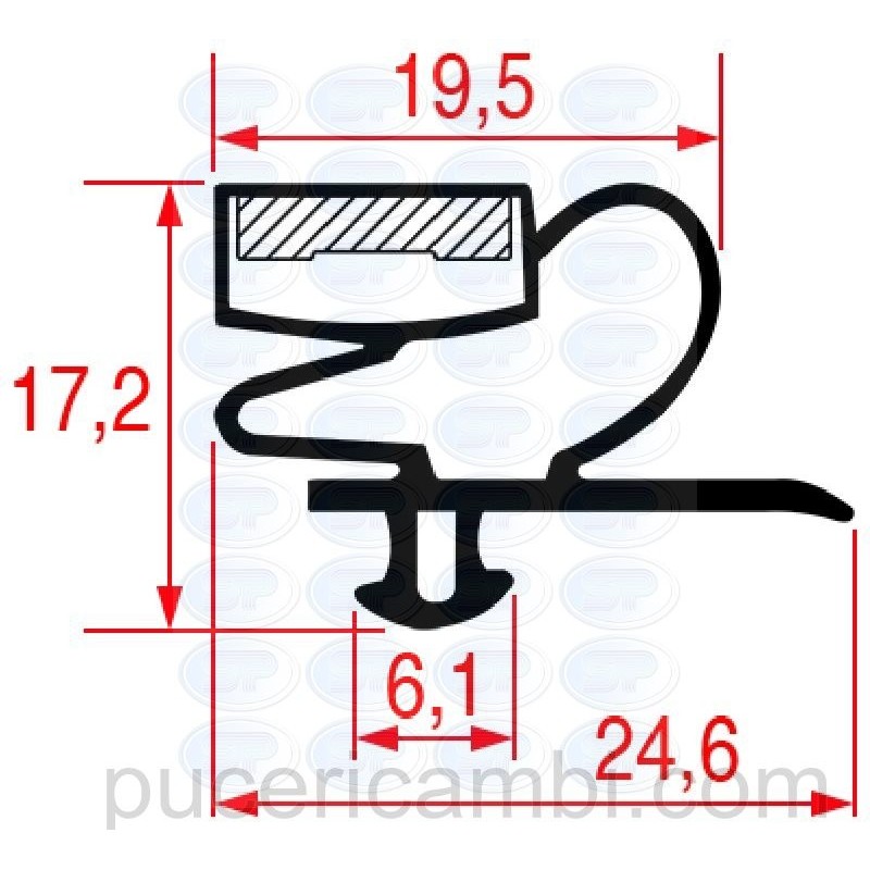 GUARNIZIONE AD INCASTRO 1009 - 2000 mm  3286125 