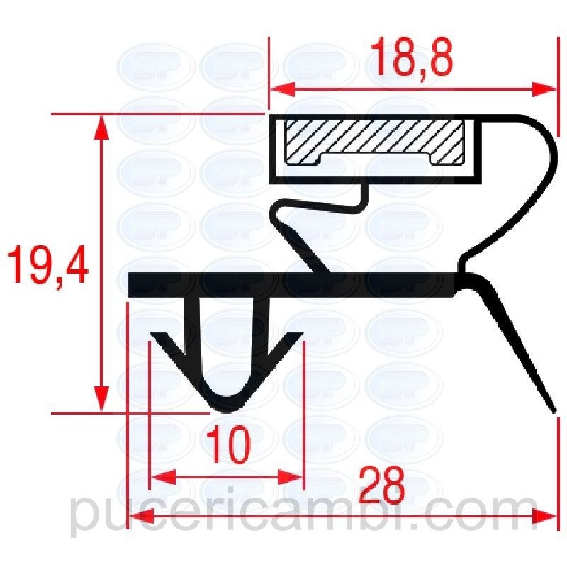 GUARNIZIONE AD INCASTRO 1054 - 2000 mm  3286146 