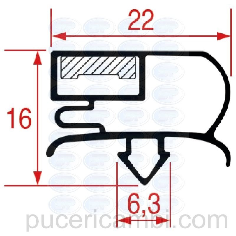 GUARNIZIONE AD INCASTRO 1042 - 2000 mm  3286154 