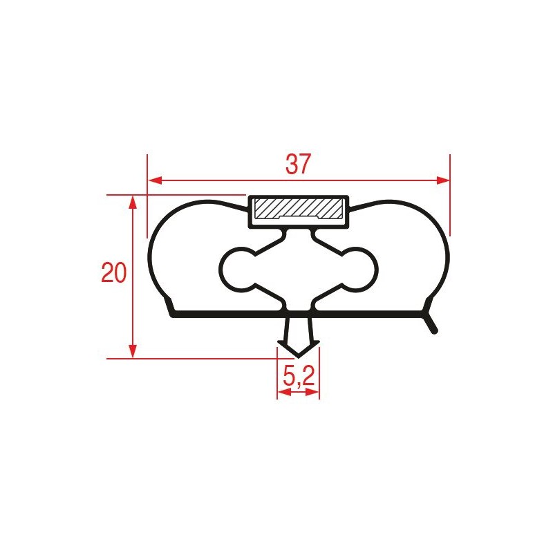 GUARNIZIONE AD INCASTRO 531X205 MM    CODICE: 3786511