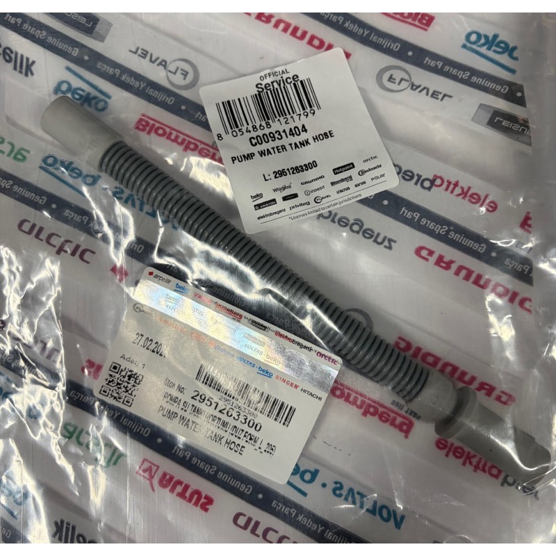 TUBO SERBATOIO ACQUA POMPA ASCIUGATRICE BEKO ORIGINALE C00931404 2951263300